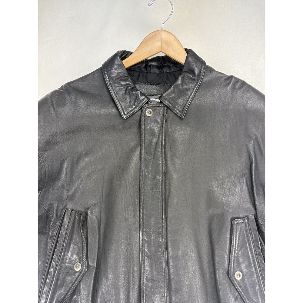 St. John's Bay Men's Black Leather Bomber Jacket L - Picture 5 of 10